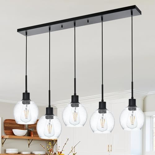 5-Lights Black Ceiling Mount Pendant Light