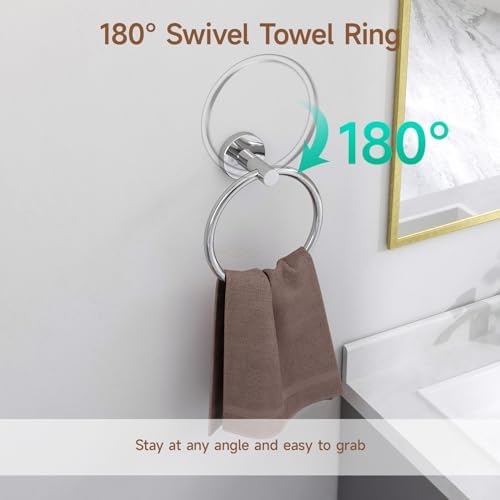 Polished Chrome Towel Ring Set Space-Saving Durable 304 Steel