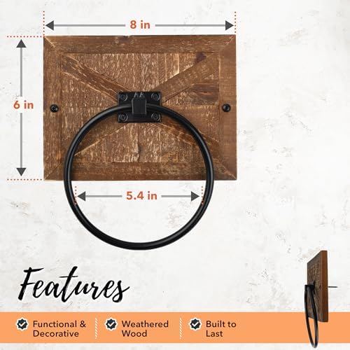 Autumn Alley Barn Wood Farmhouse Towel Ring