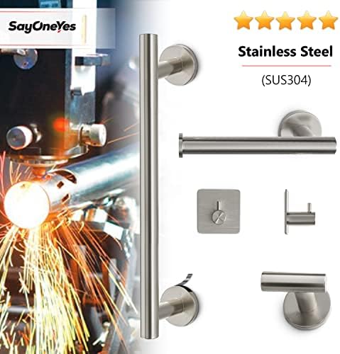 5-Piece Brushed Nickel Bathroom Hardware Set - Wall-Mounted Towel Bar Holder