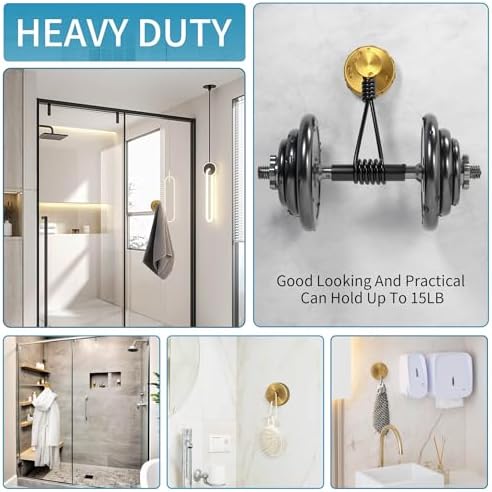 No Drill Bathroom Suction Cup Hooks for Towels Robes