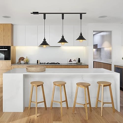 Modern Black Retractable Track Pendants