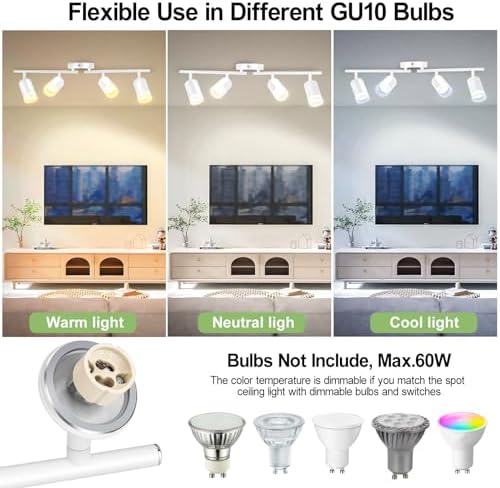 Modern LED Track Lighting Kit for Kitchen Home Office and More