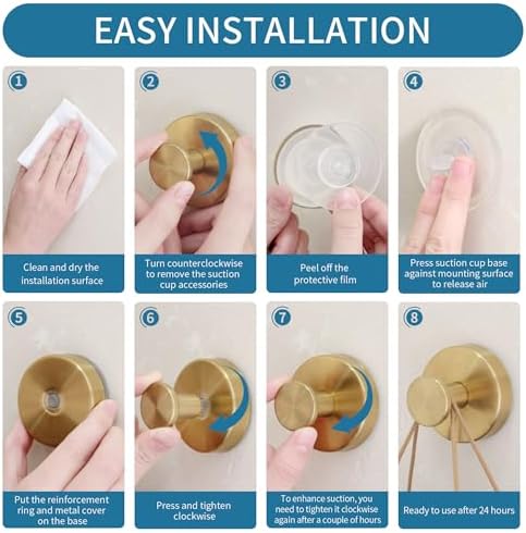 No Drill Bathroom Suction Cup Hooks for Towels Robes