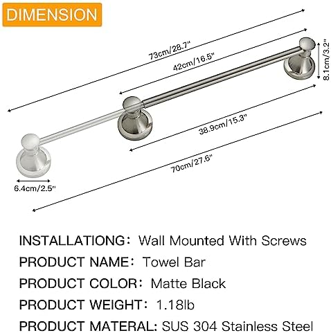 BESy Adjustable Bronze Towel Bar for the Bathroom