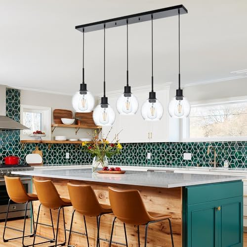 5-Lights Black Ceiling Mount Pendant Light