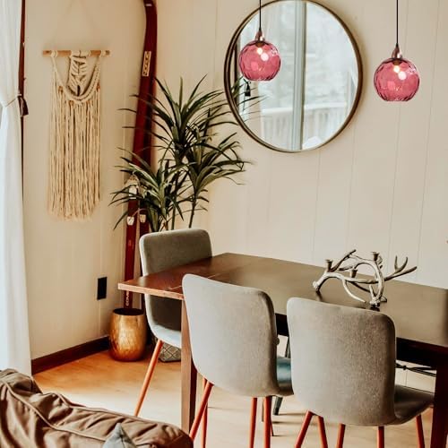 Adjustable Rose-Bengal Glass Pendant Light