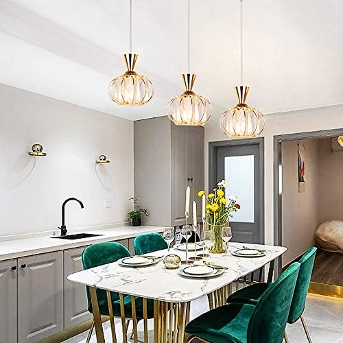 SKIVTGLAMP Dimmable Pendant Light - Customizable Metal Crystal Track Pendant Rose Gold Finish