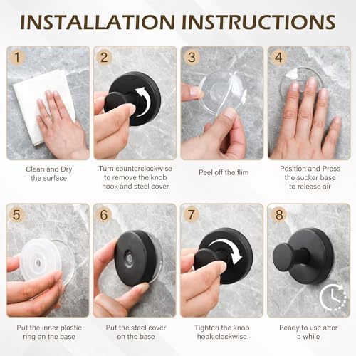 Heavy-Duty Suction Cup Hooks Reusable No Drilling Elevate Bathroom Storage