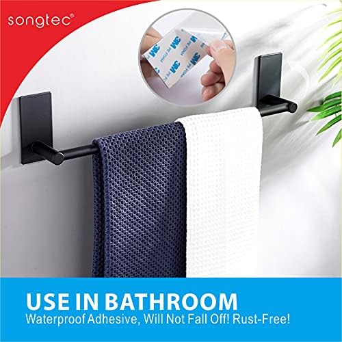 Songtec Adhesive Bath Towel Bar 24-Inch Black