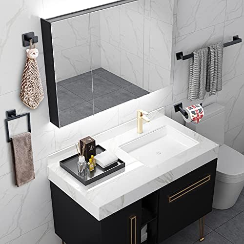 Matte Black 4-Piece Bathroom Towel Holder Kit