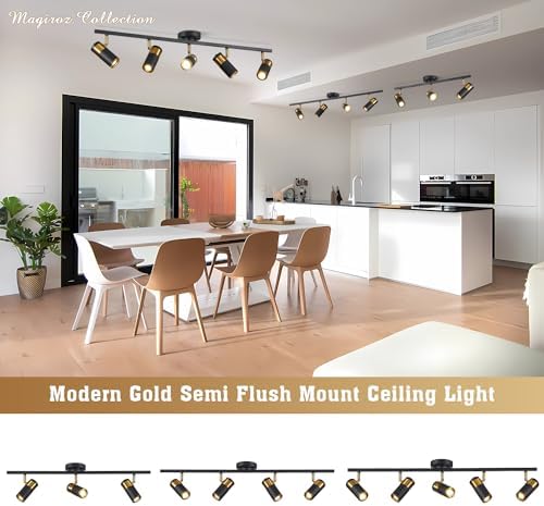 Modern Track Lighting 5 Light Ceiling Kit Black Gold