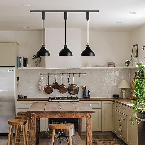 Adjustable Pendant Lighting for Kitchen Dining Black 3-Light Set