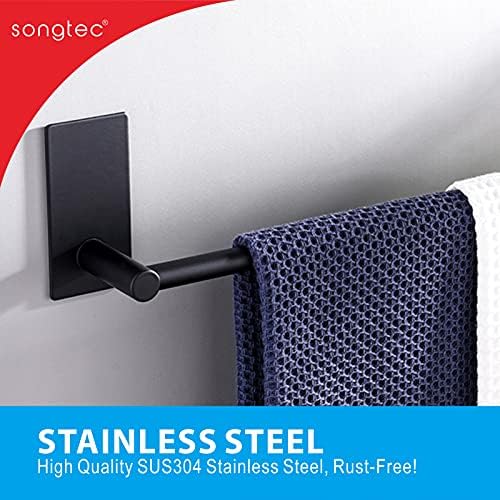 Songtec Adhesive Bath Towel Bar 24-Inch Black