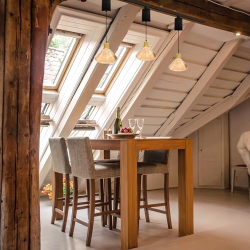 Adjustable Height Pendant Light - E26 Natural Wood Dimmable 65ft
