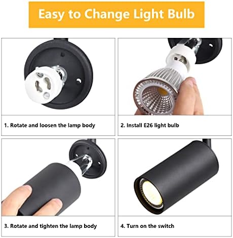 KCO Lighting Adjustable Tilt Track Light Heads Matte Black Ceiling Mount Spotlight