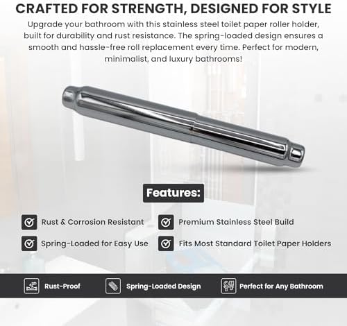 Stainless Steel Chrome Toilet Paper Holder Spring-Loaded