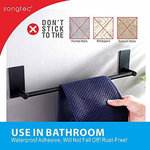 Songtec Adhesive Bath Towel Bar 24-Inch Black