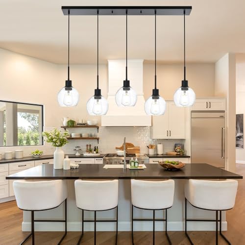 5-Lights Black Ceiling Mount Pendant Light