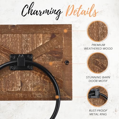 Autumn Alley Barn Wood Farmhouse Towel Ring