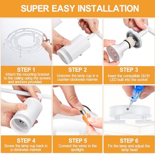 Modern LED Track Lighting Kit for Kitchen Home Office and More