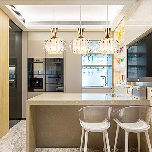 SKIVTGLAMP Dimmable Pendant Light - Customizable Metal Crystal Track Pendant Rose Gold Finish