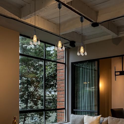 Adjustable Height Pendant Light Black Metal Track Light