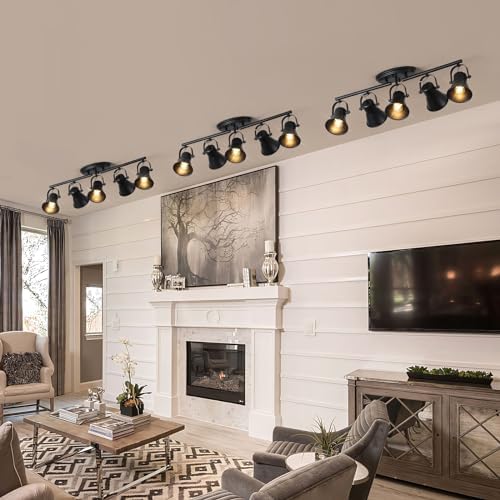 SEEBLEN 5-Light Track Lighting Kit Adjustable Industrial Black Track Lighting Fixtures Ceiling