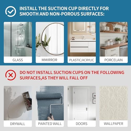 No Drill Bathroom Suction Cup Hooks for Towels Robes