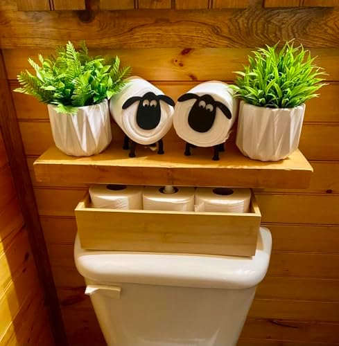 adorable sheep-shaped toilet paper holder set