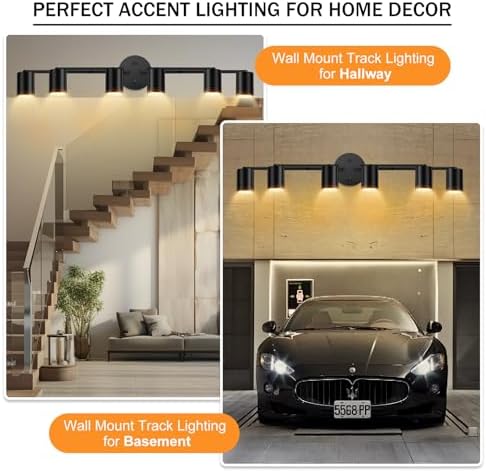 Bricosmocon 6 Light Track Lighting Kit - Matte Black with Rotatable Arms