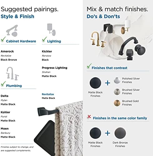 Amerock Mattele Black Bath Towel Holder Timeless Design for Modern Bathrooms